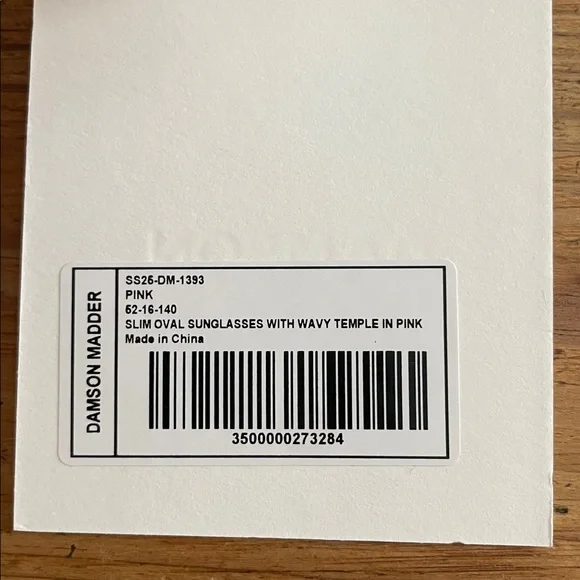 ** SOLD ** NWT Damson Madder Pink Slim Oval Sunglasses - Picture 7 of 7